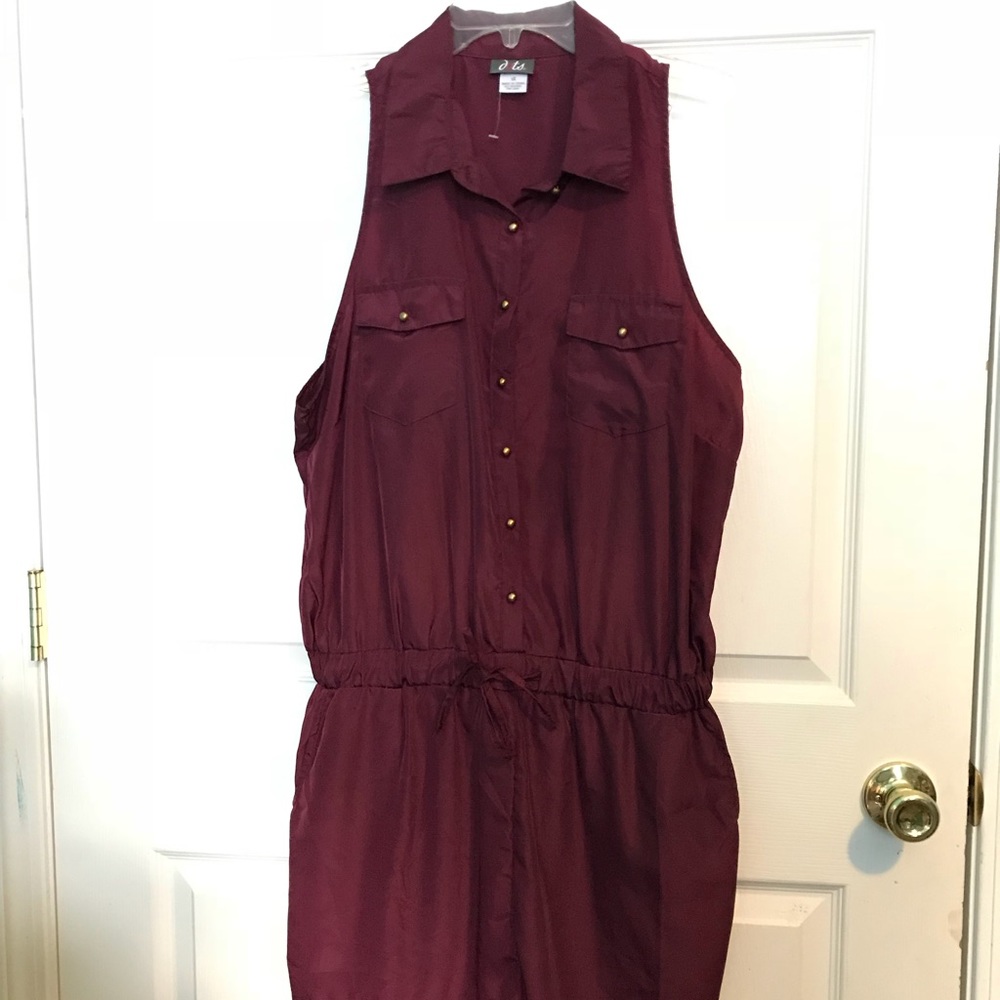 NWOT Burgundy Button Down Romper